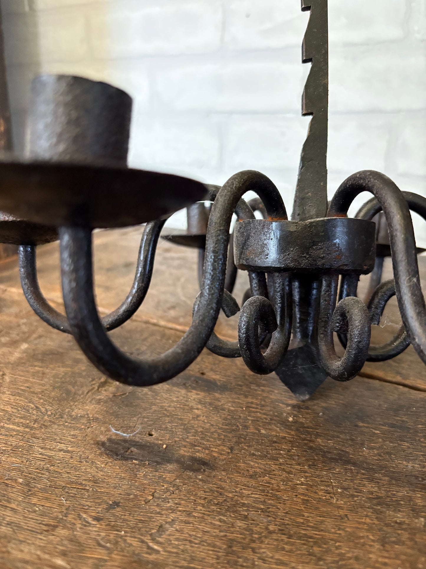 Antique wrought iron candle chandelier