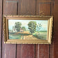Antique rural oil painting on board framed