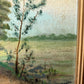 Antique rural oil painting on board framed