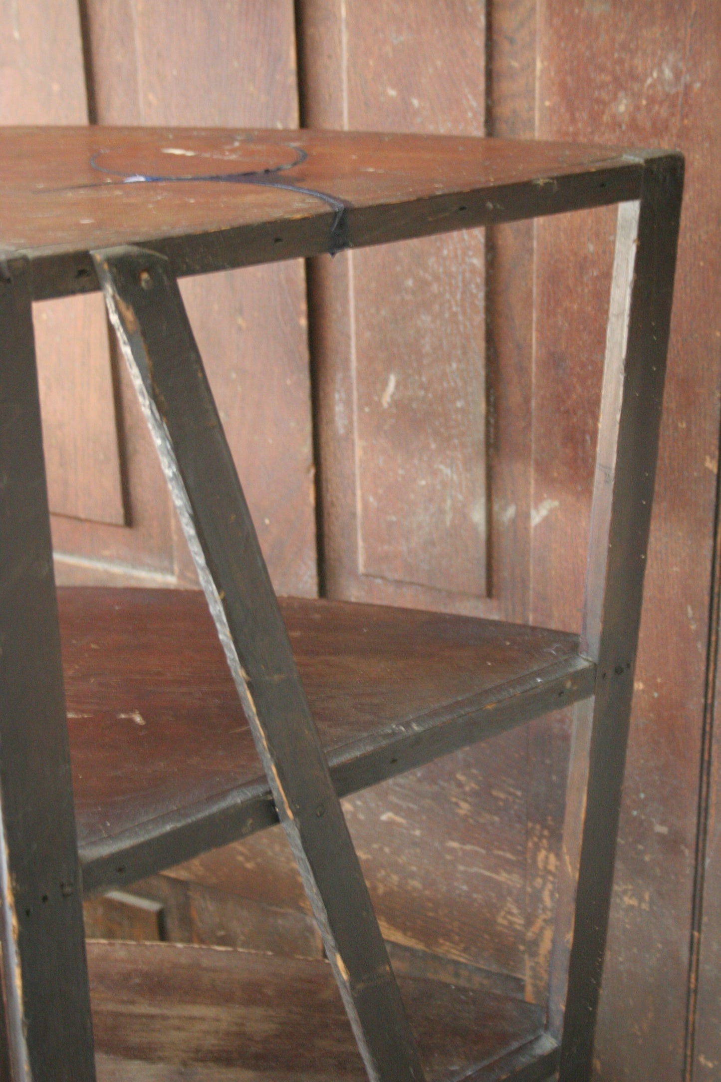 Antique primitive wooden corner shelf