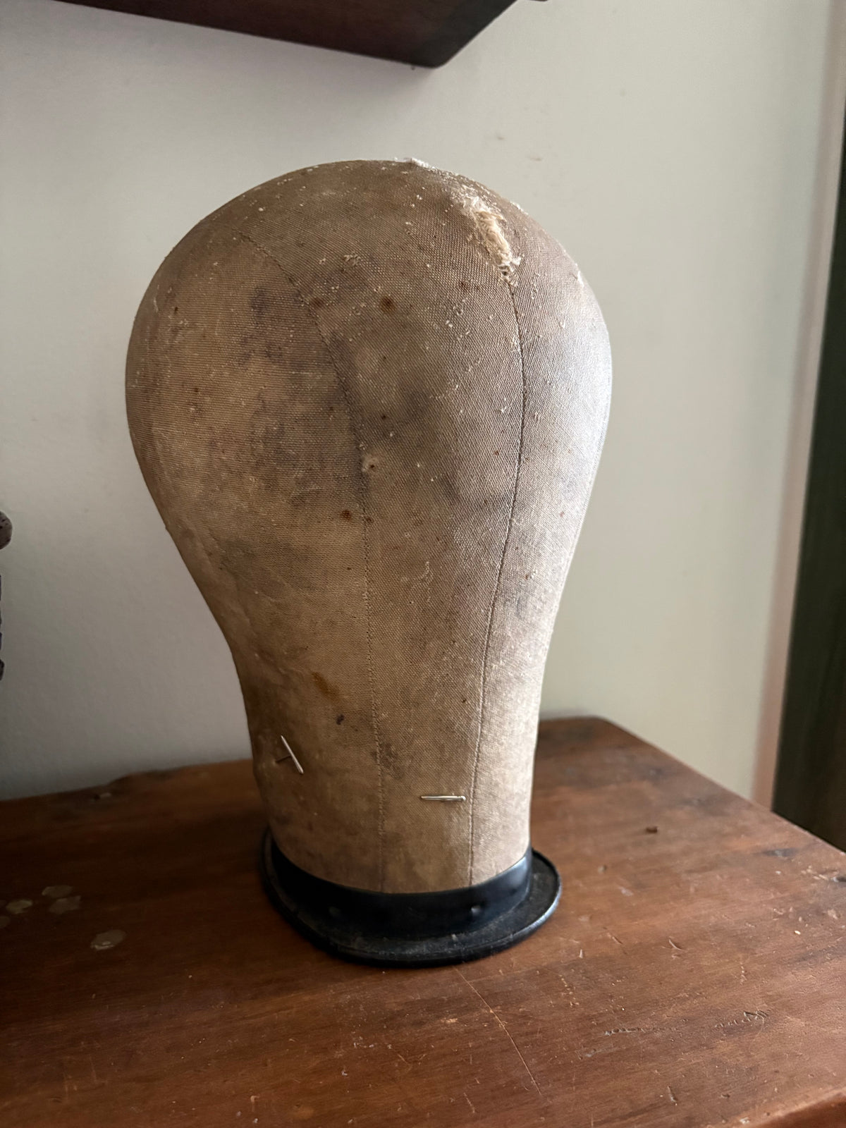 Antique canvas mannequin head form