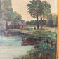 Antique oil painting on canvas | landscape cottage
