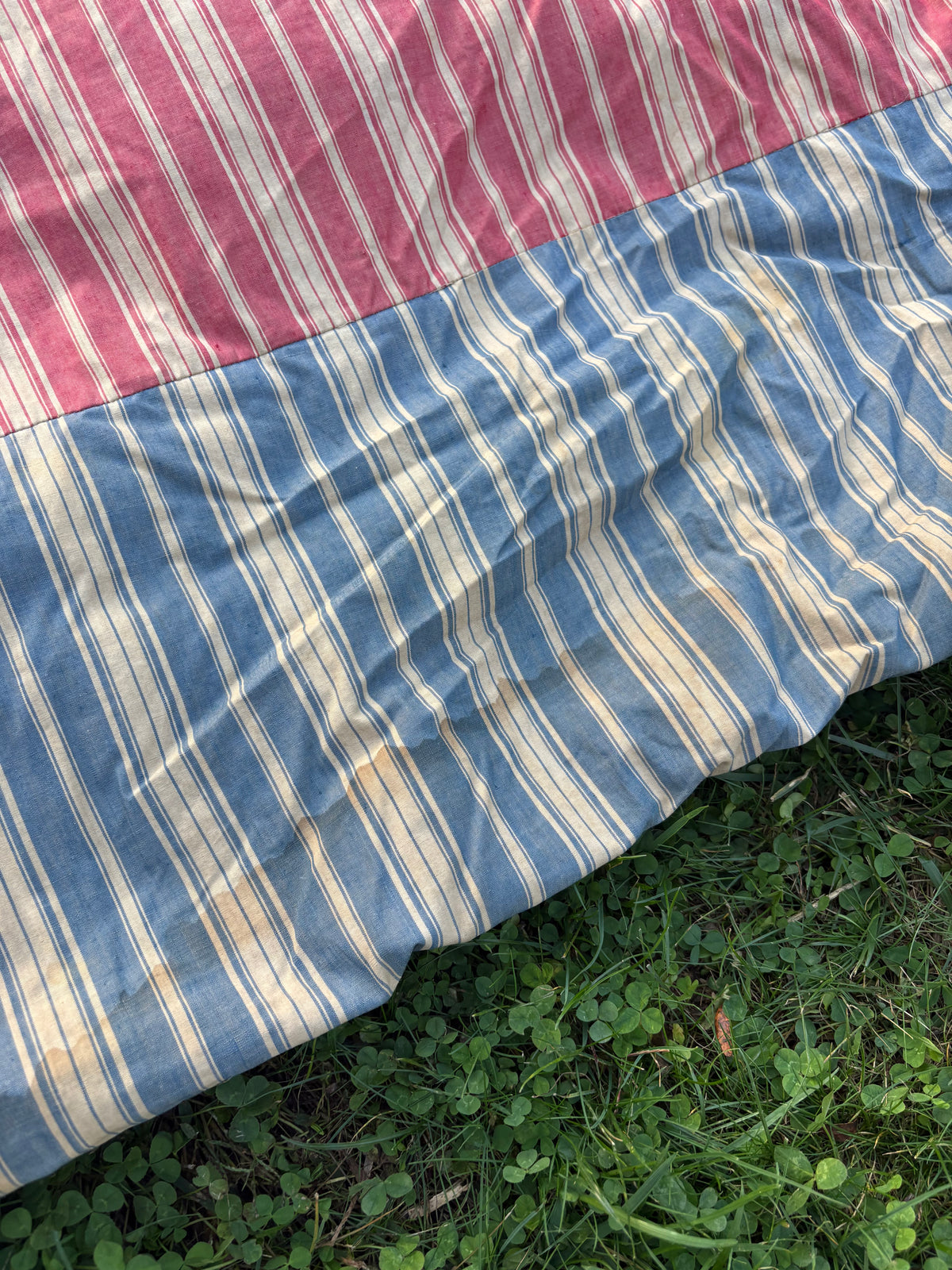 Vintage ticking stripe feather mattress
