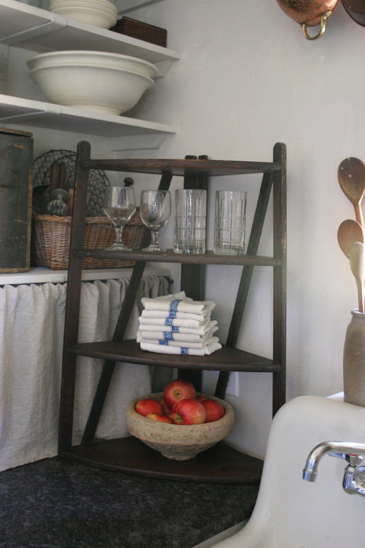 Antique primitive wooden corner shelf