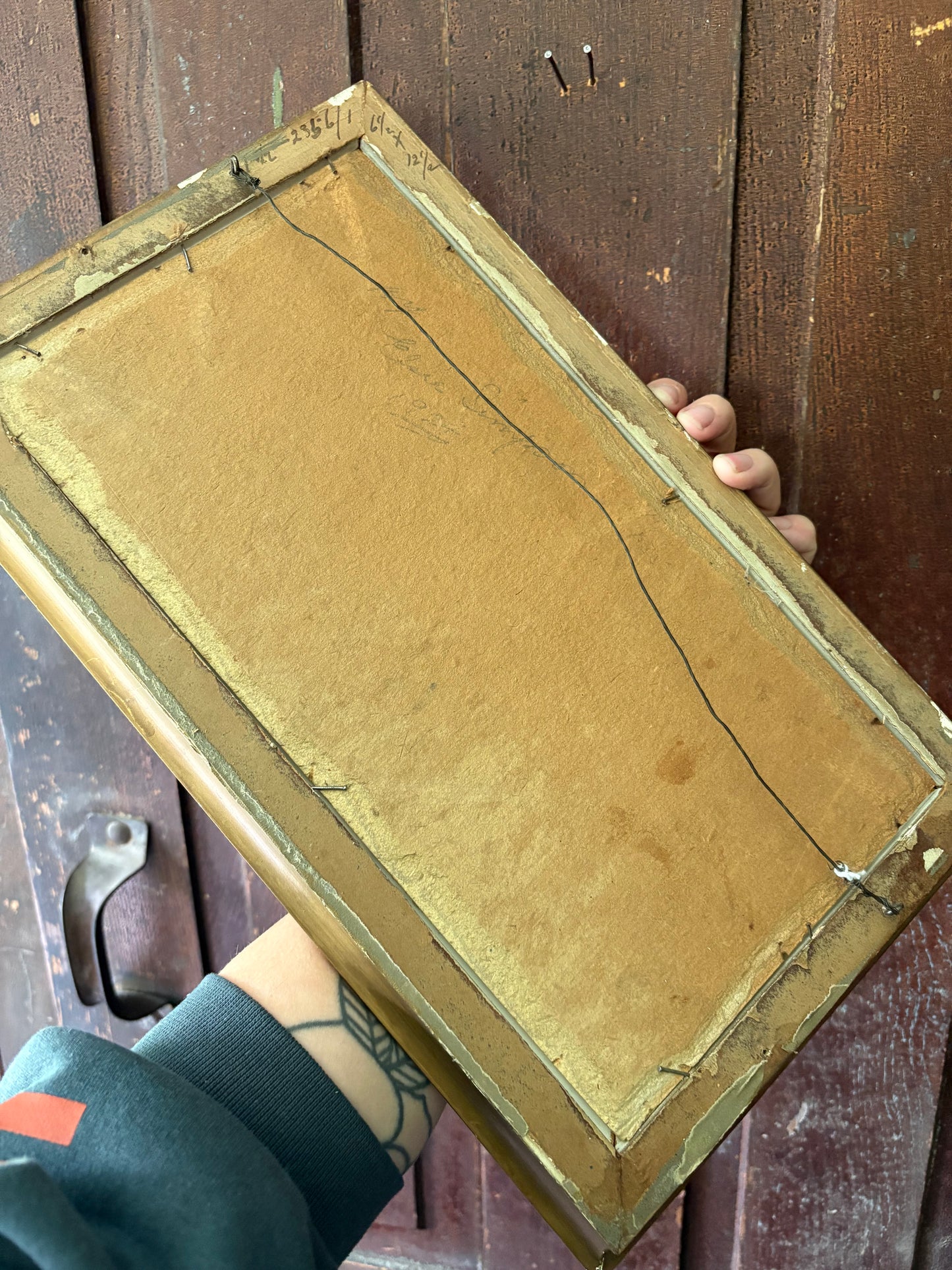 Antique rural oil painting on board framed