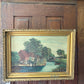 Antique oil painting on canvas | landscape cottage