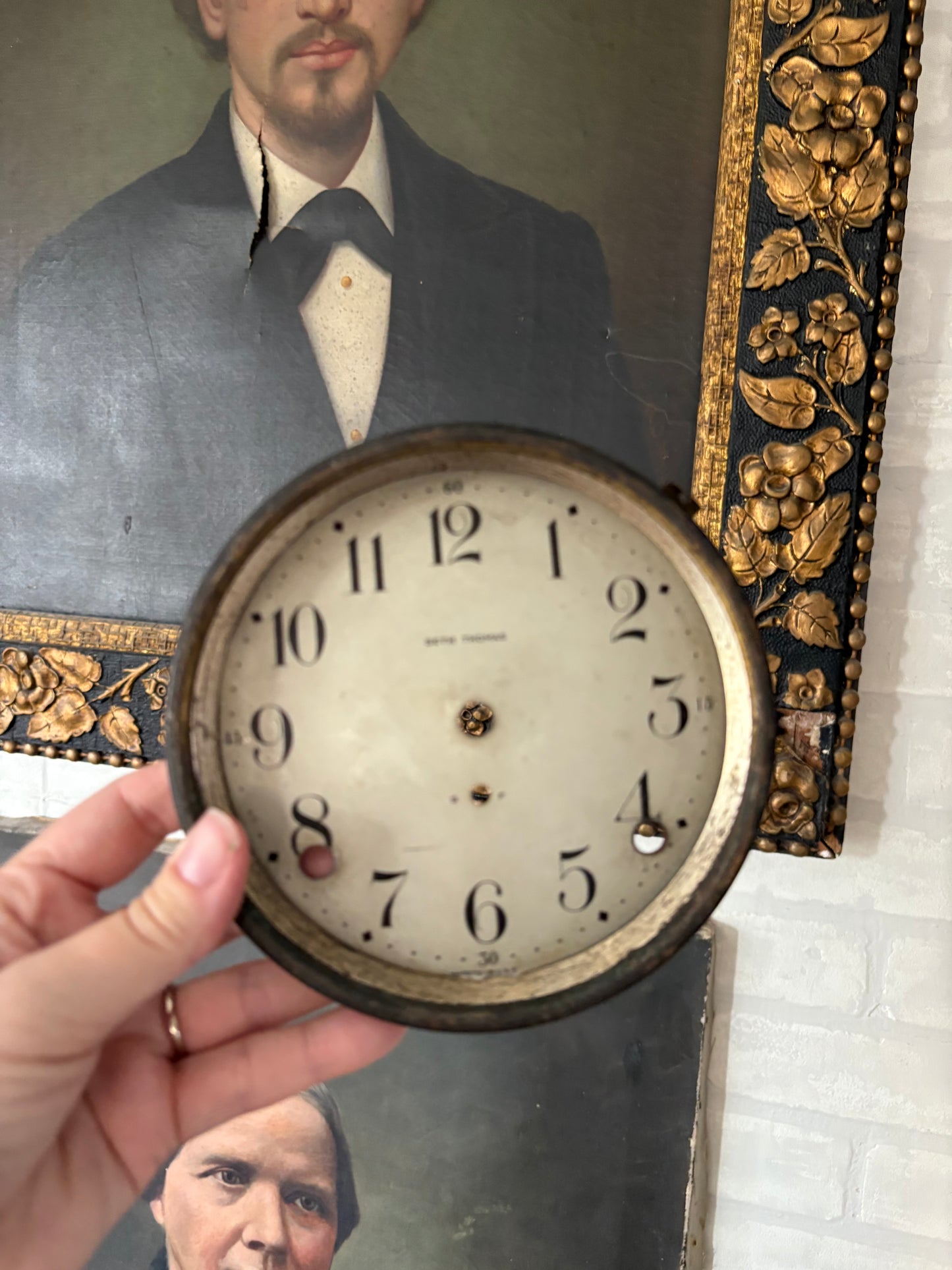 Vintage metal clock face