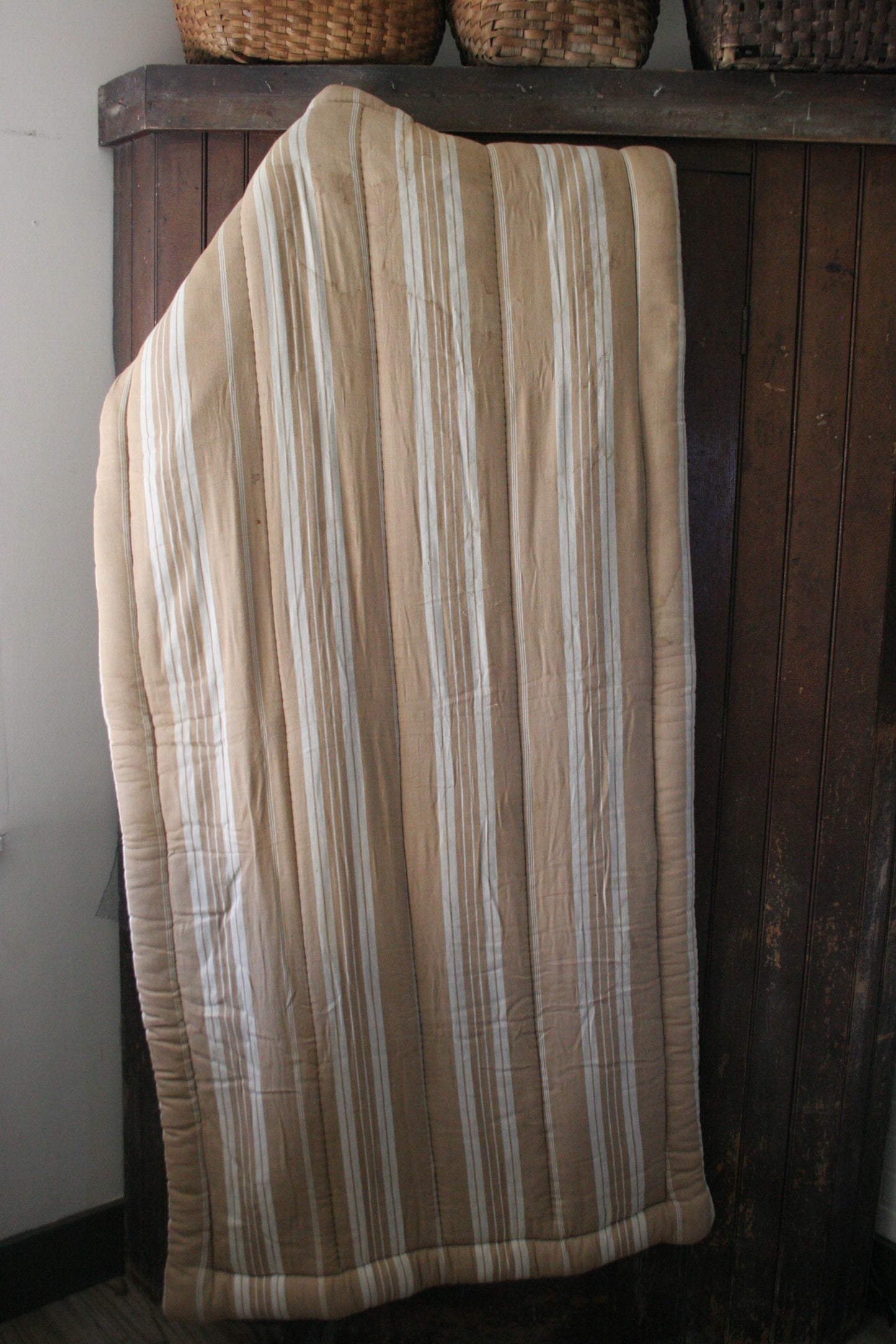 Vintage French ticking Daybed Mattress | heavy burlap