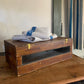 Antique wooden display box with glass front