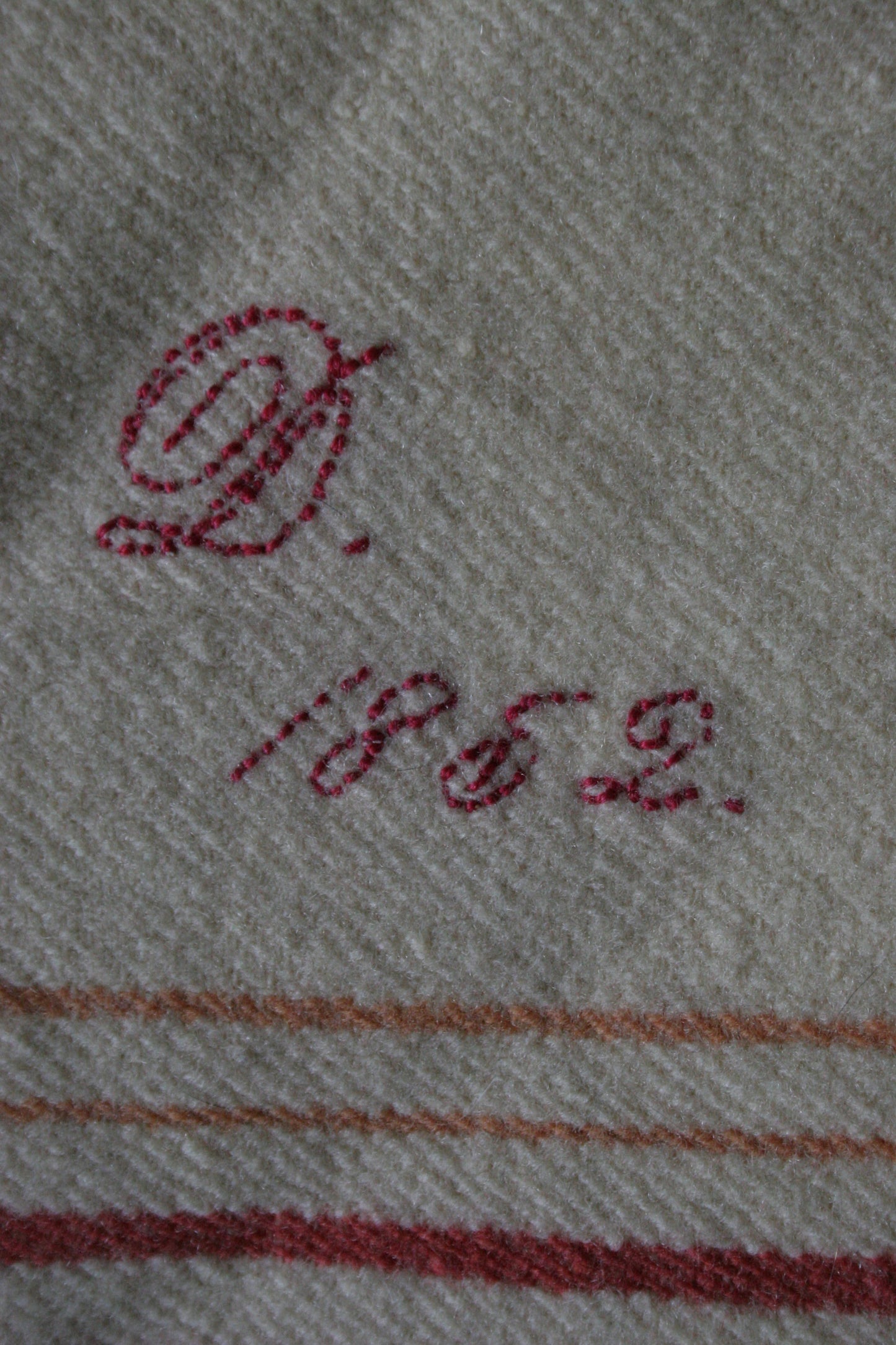 Antique dated 1852 French wool blanket