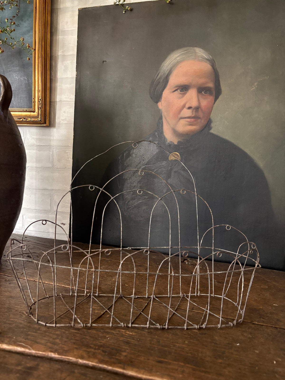 Vintage French wire wall basket