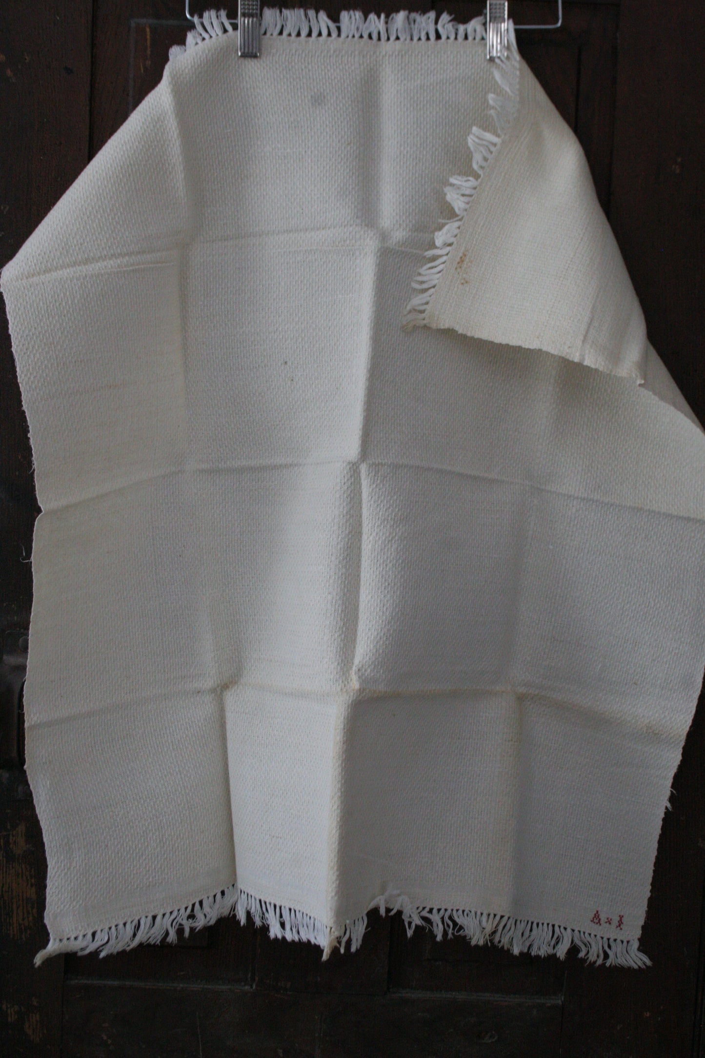 Antique French red monogram tea towels