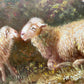 Vintage oil sheep painting on canvas