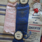 Antique fair poultry ribbons & metal cow