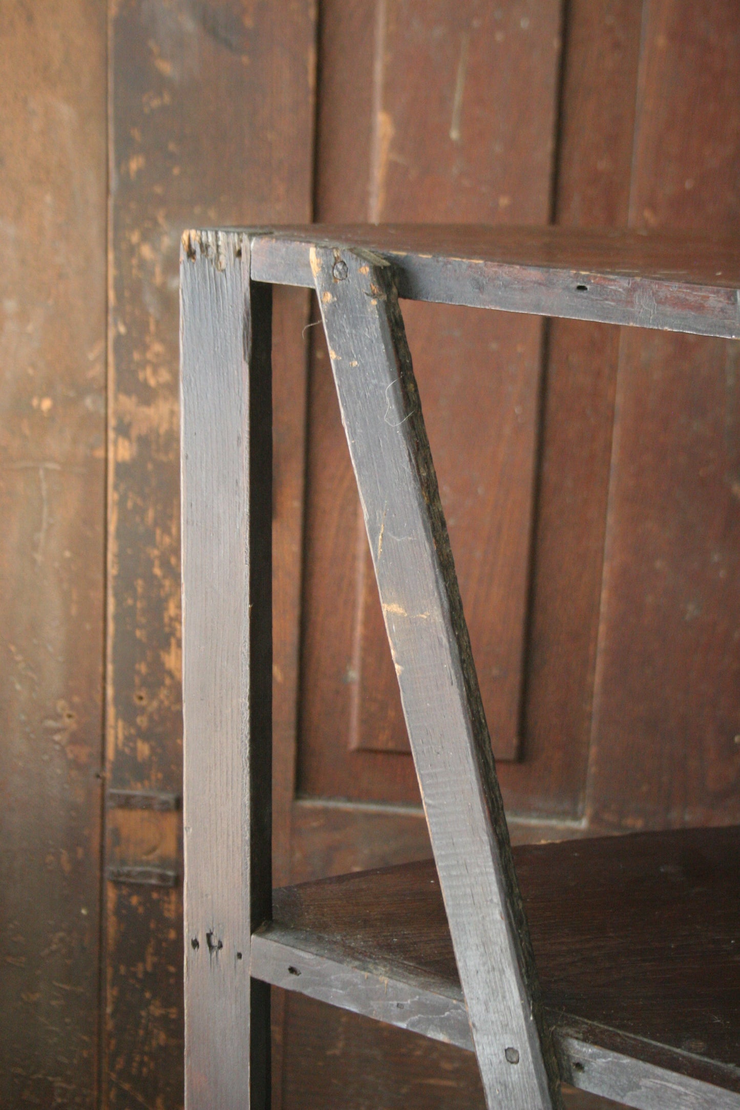 Antique primitive wooden corner shelf