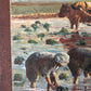 Antique oil painting on canvas | workers in field with cattle