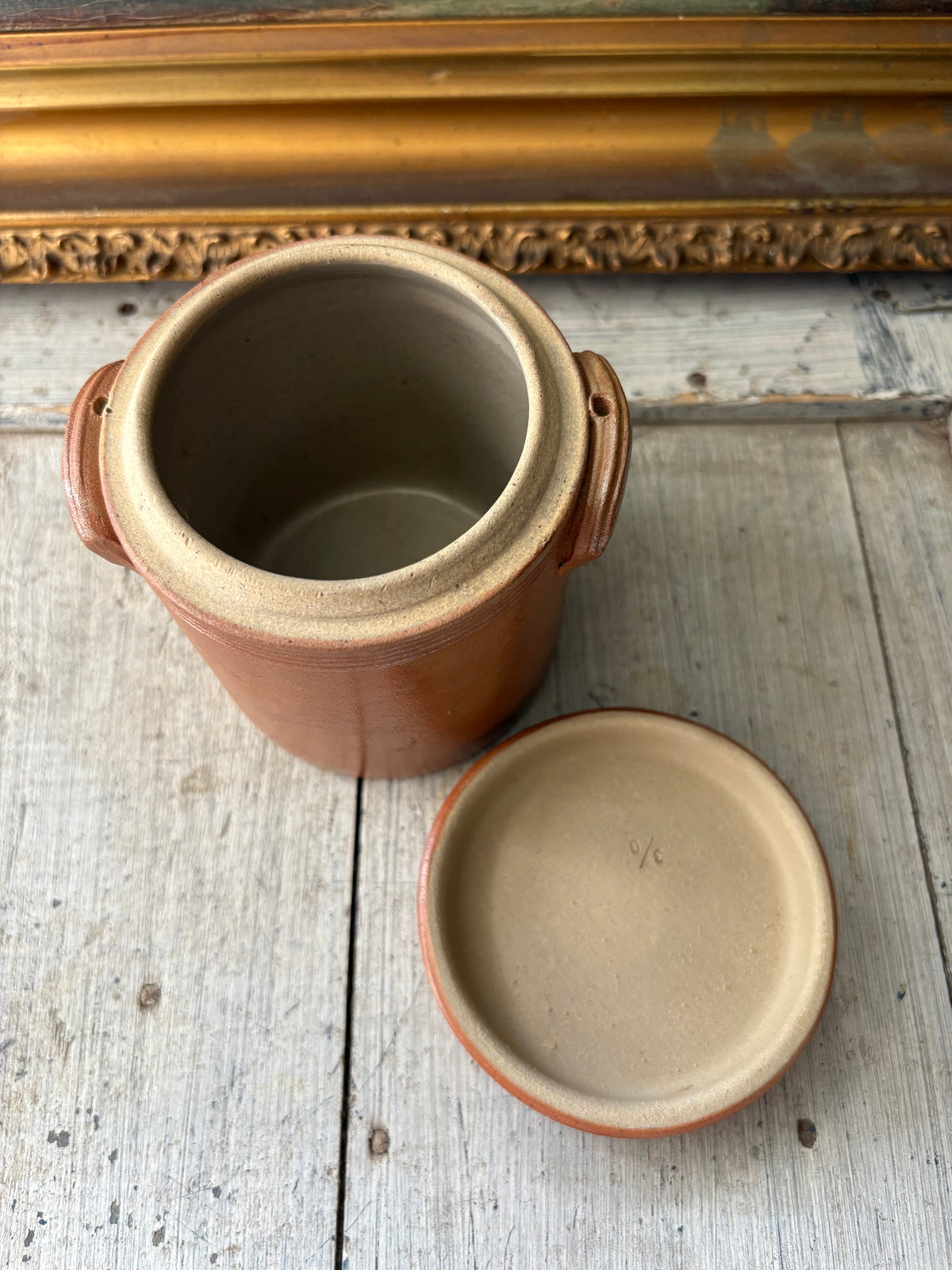 Vintage French Stoneware Confit Pot Salt Pot