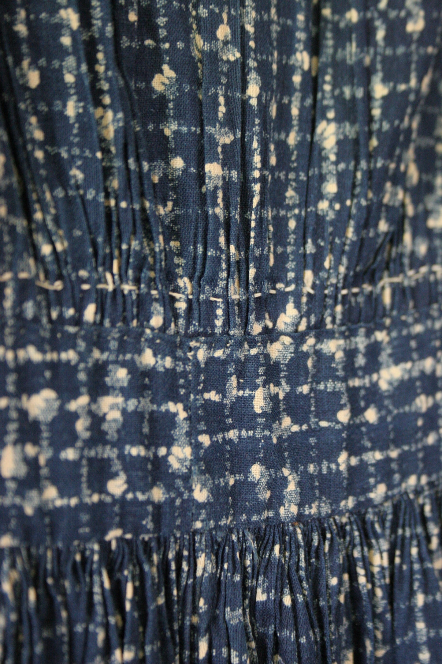 Antique victorian calico blue house dress