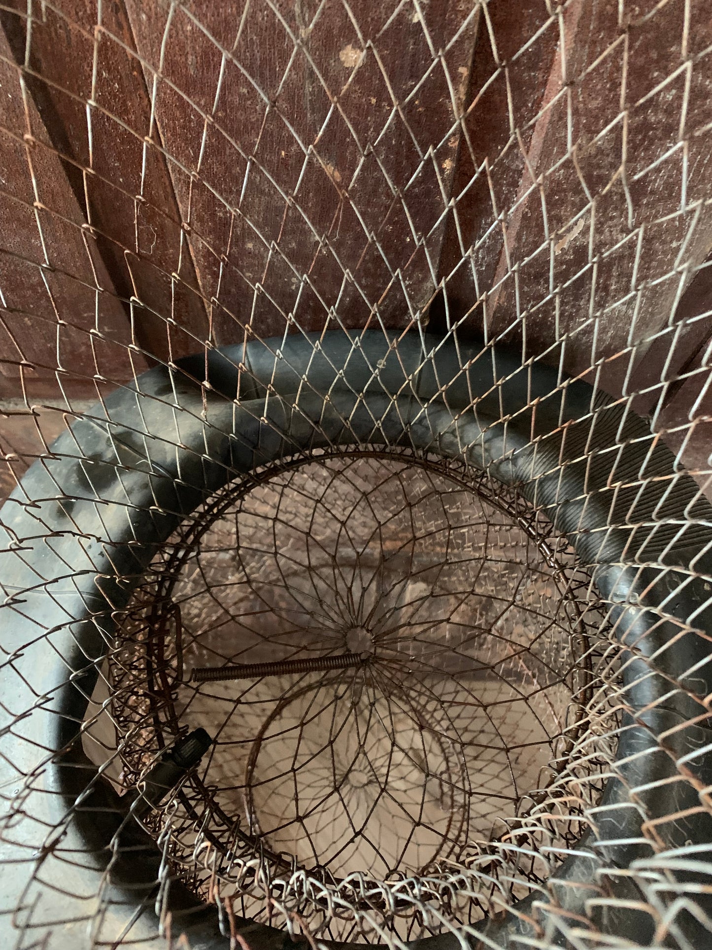 Vintage large metal fishing net