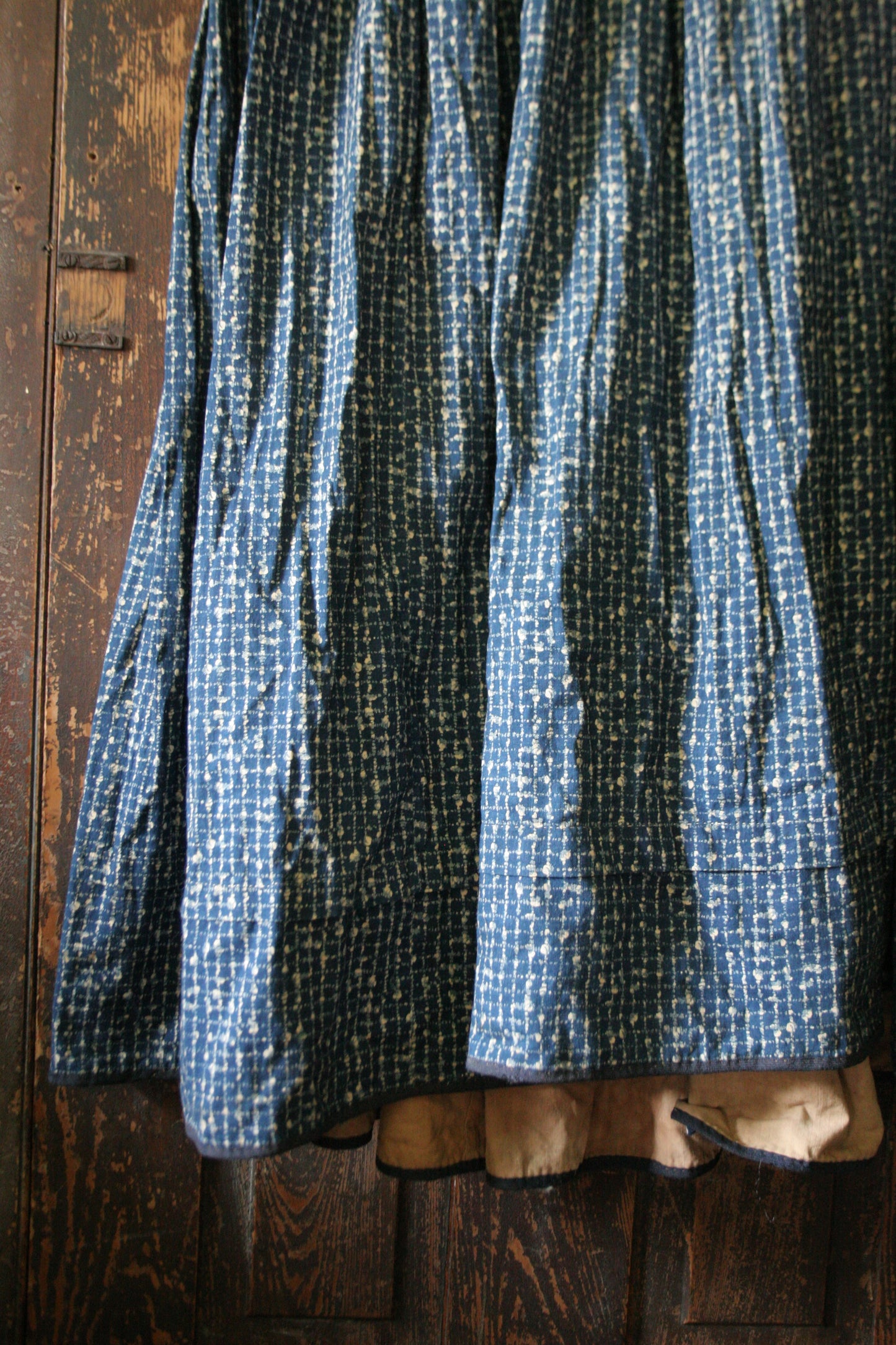 Antique victorian calico blue house dress