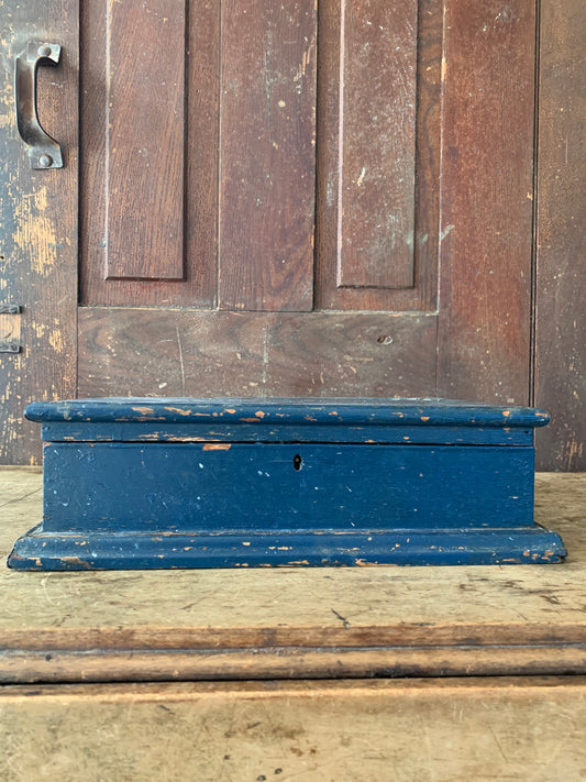 Vintage blue wooden document box