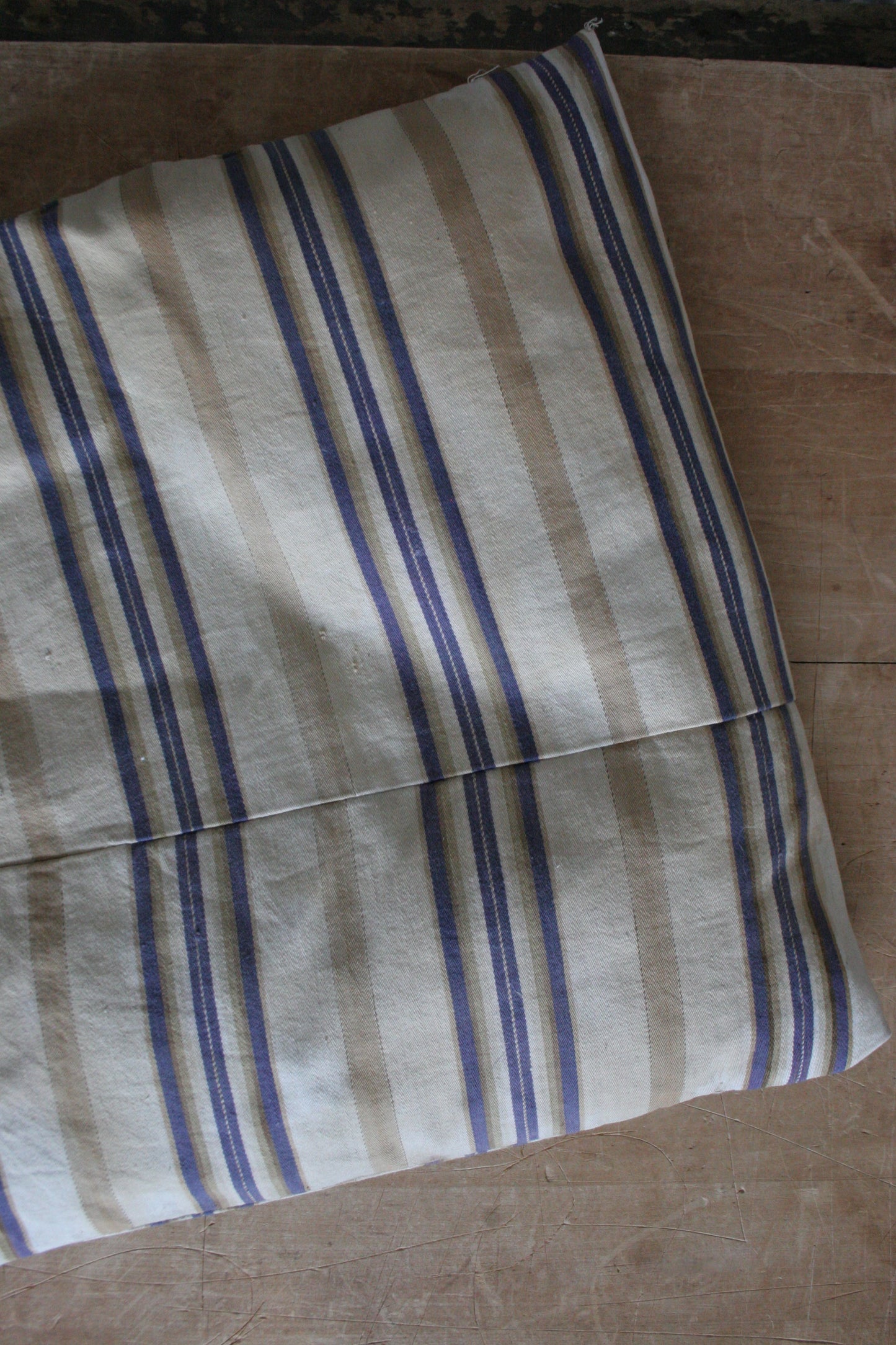Antique French ticking stripe feather pillow