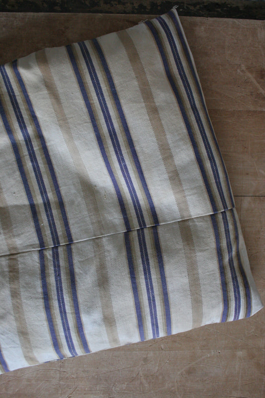 Antique French ticking stripe feather pillow