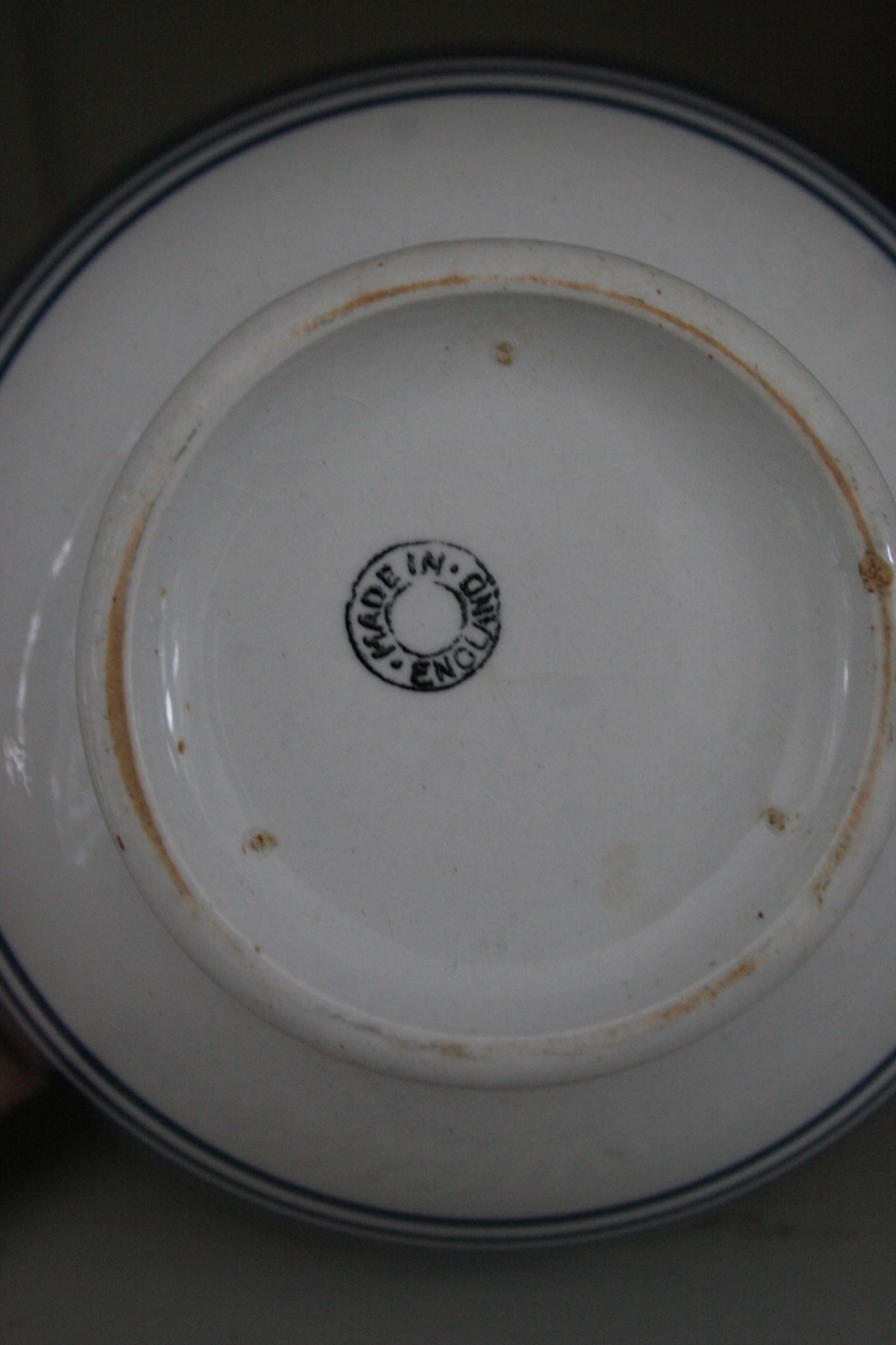 Antique blue stripe footed bowl