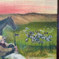Antique western folk art oil on canvas cowboy painting with horse