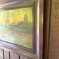 Antique oil painting on board landscape framed & signed