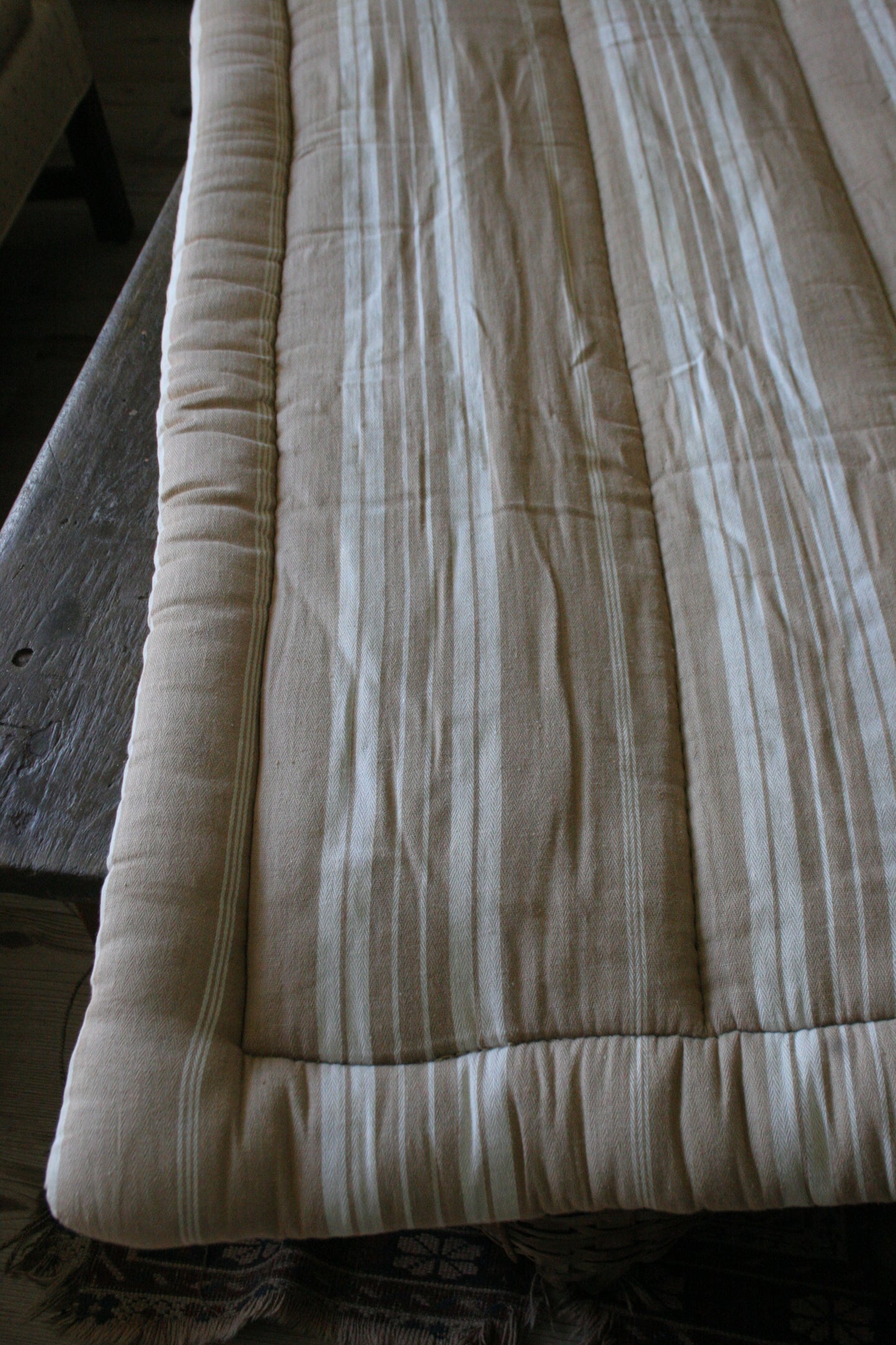 Vintage French ticking Daybed Mattress | heavy burlap