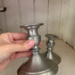 Antique pewter candlestick holder set