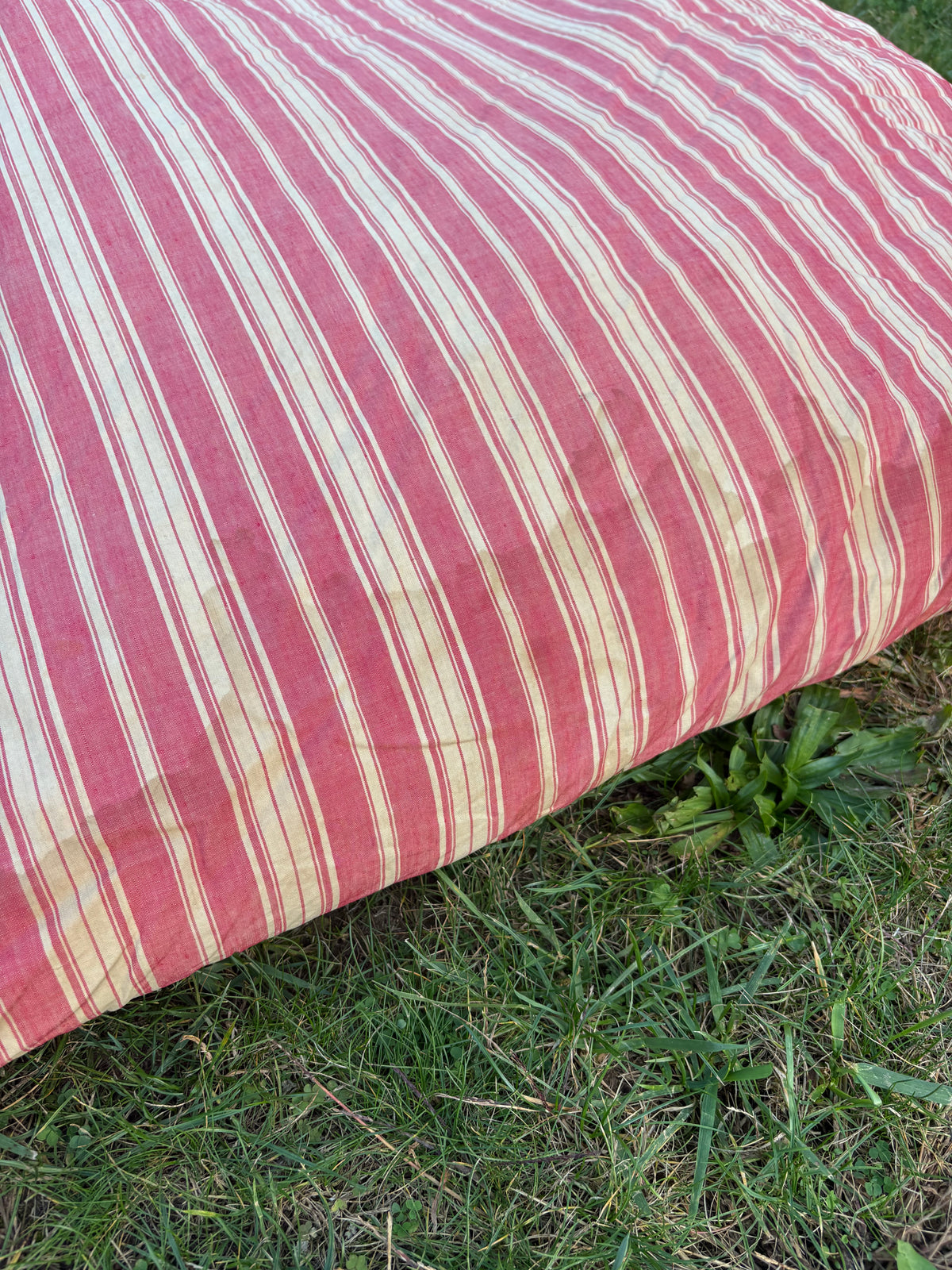 Vintage ticking stripe feather mattress