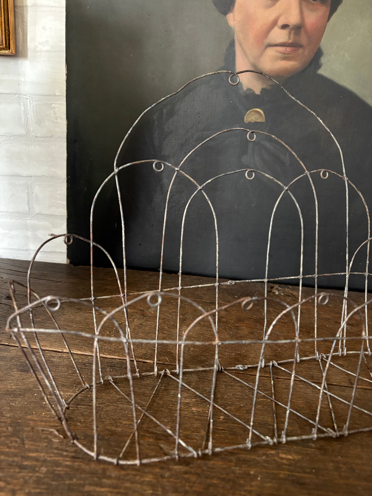 Vintage French wire wall basket
