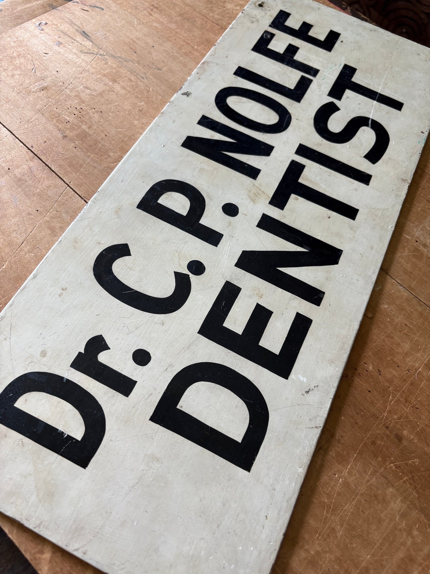 Antique metal DENTIST sign - Double sided