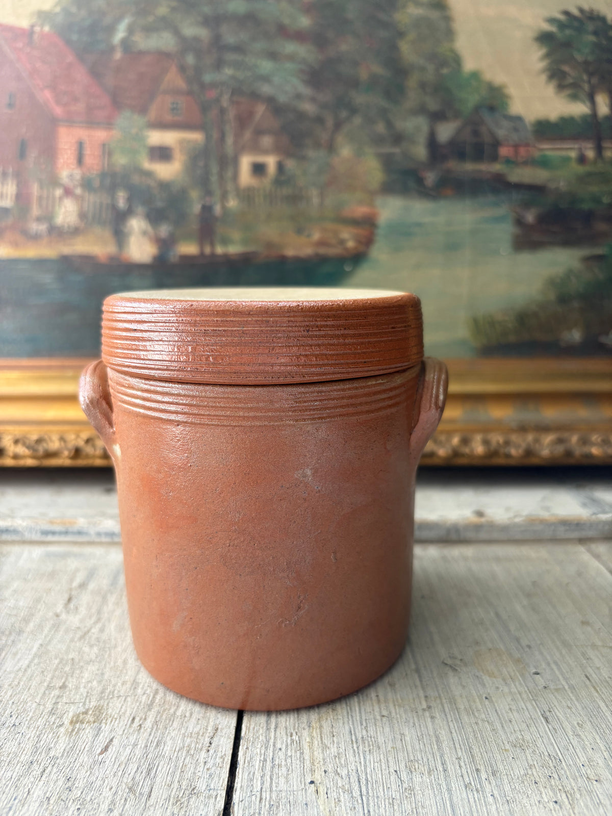 Vintage French Stoneware Confit Pot Salt Pot