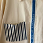 Vintage French chore coat reworked with French ticking stripe fabric