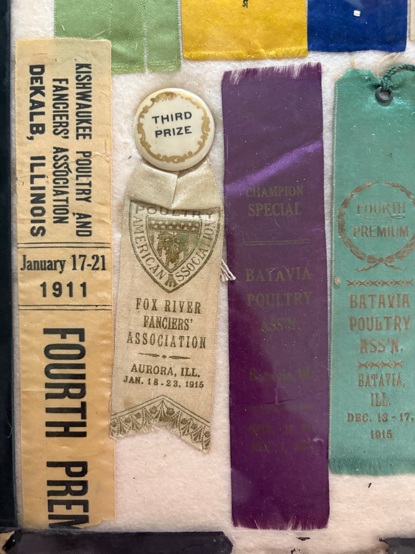 Antique fair poultry ribbons early 1900s