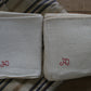 Antique French red monogram tea towel