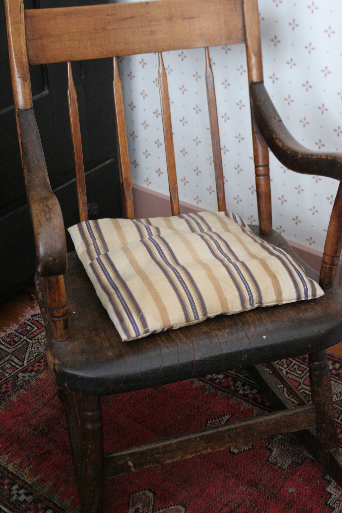 Antique French ticking stripe feather pillow