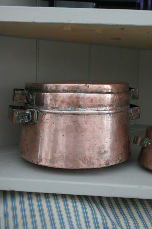 Antique French copper pots