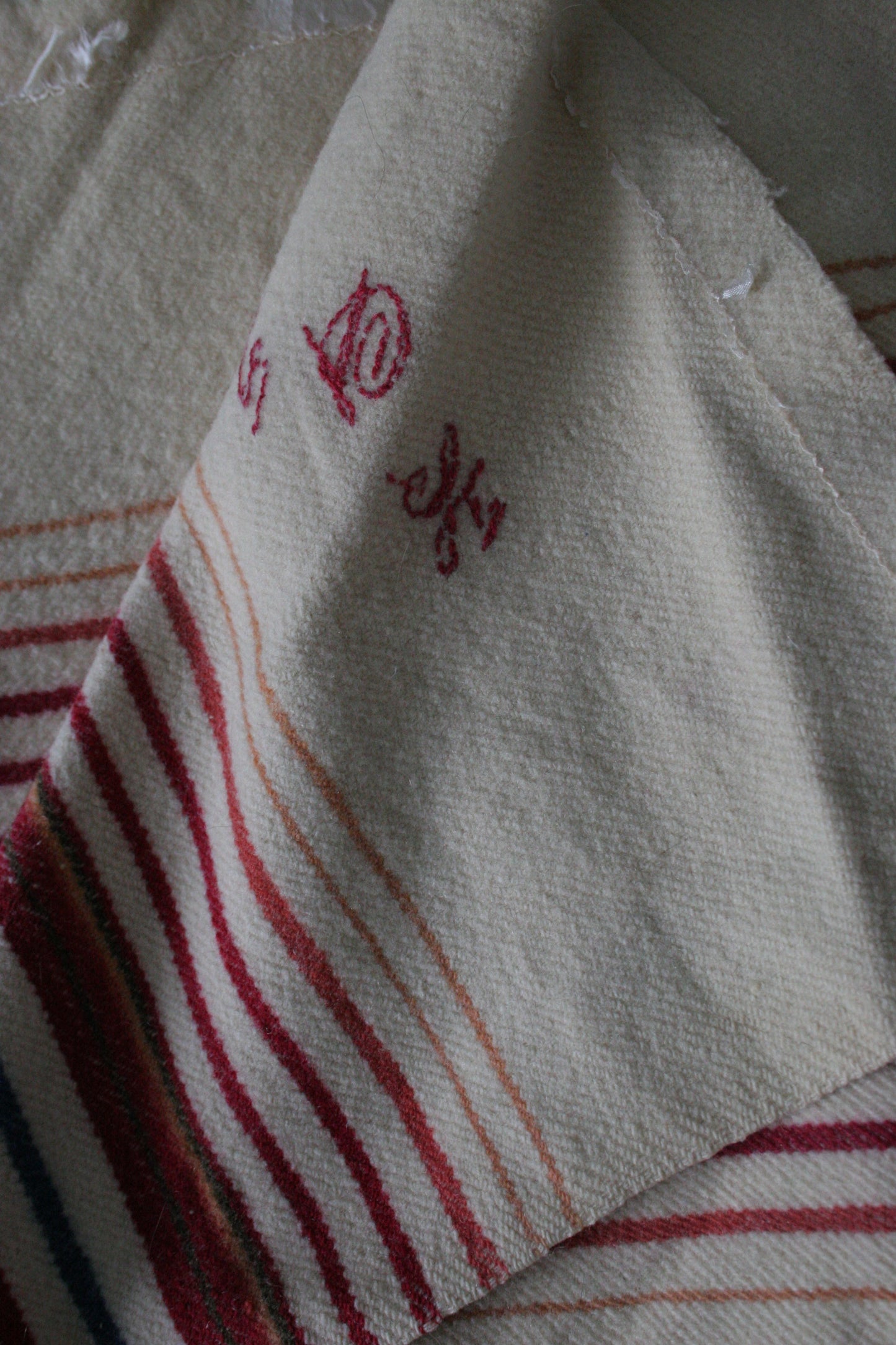 Antique dated 1852 French wool blanket