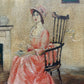 Antique painting of woman in pink dress