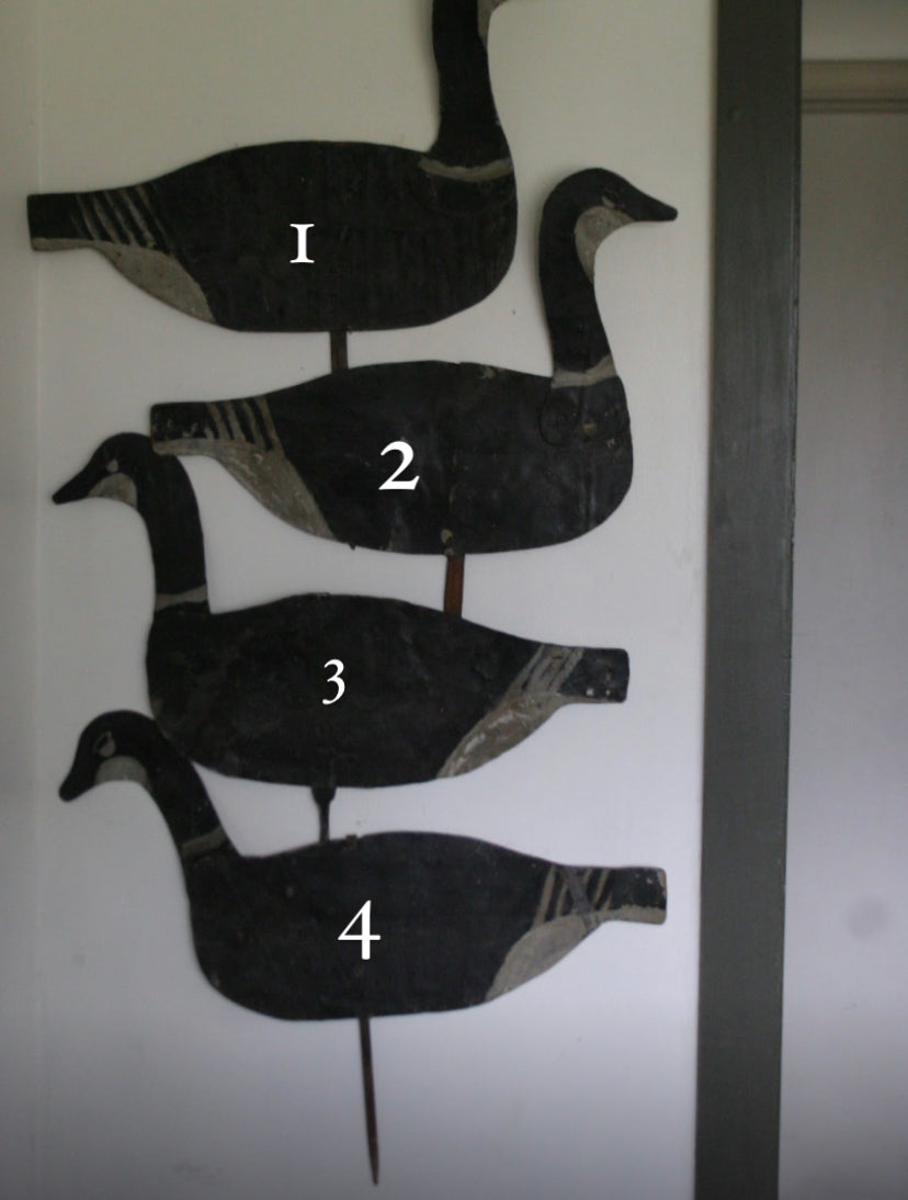 Vintage Hand Painted Metal Geese Decoy Double Sided