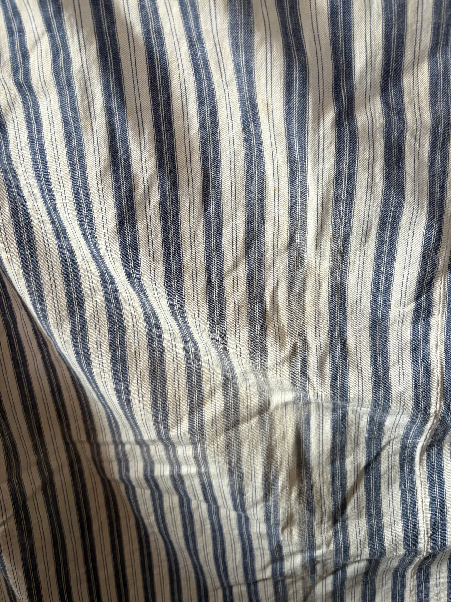 Vintage blue ticking stripe feather mattress cover