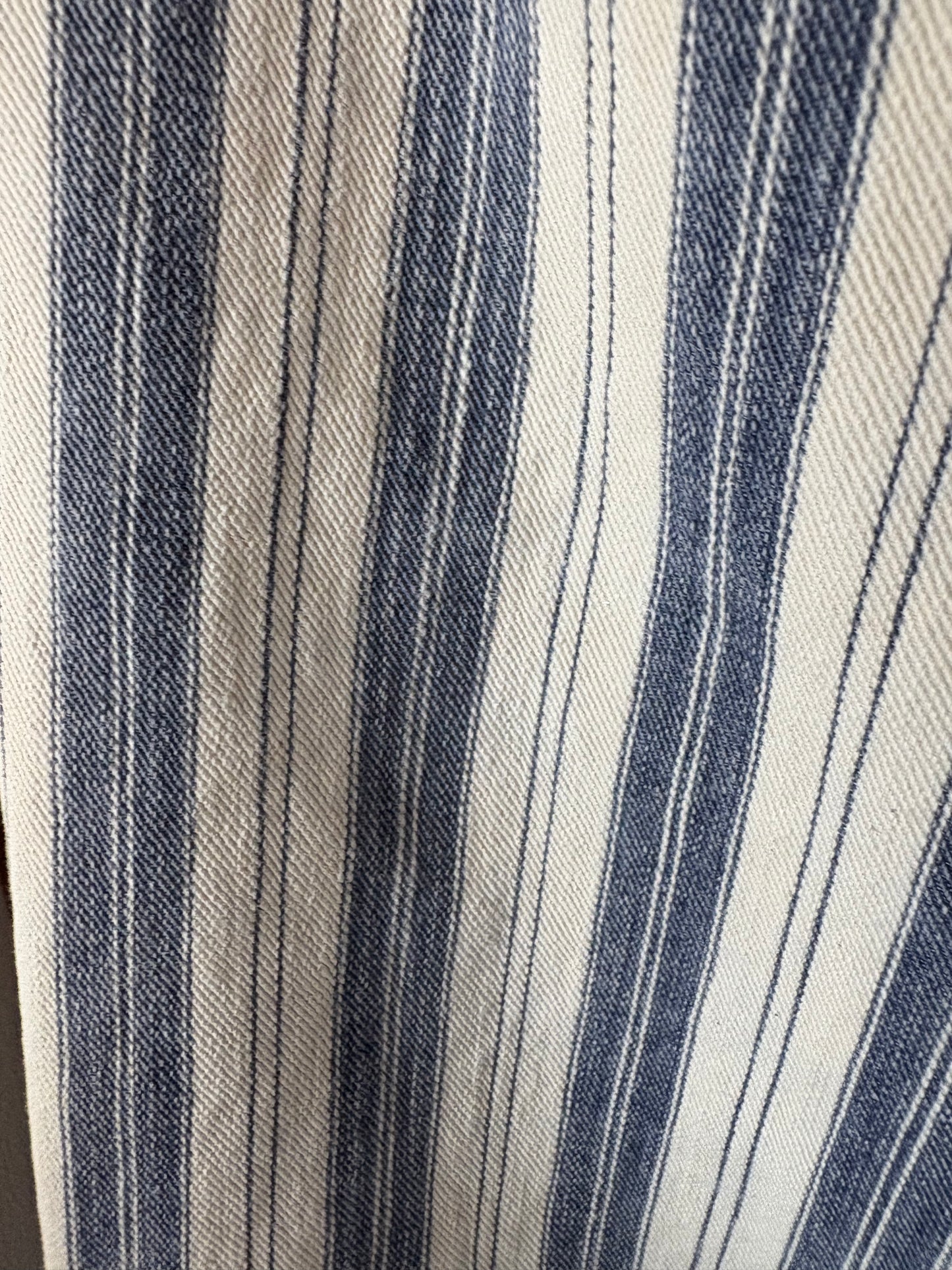 Vintage blue ticking stripe feather mattress cover