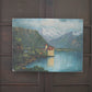 Antique oil painting of The Castle of Chillon by Edith Walter on canvas dated 1892