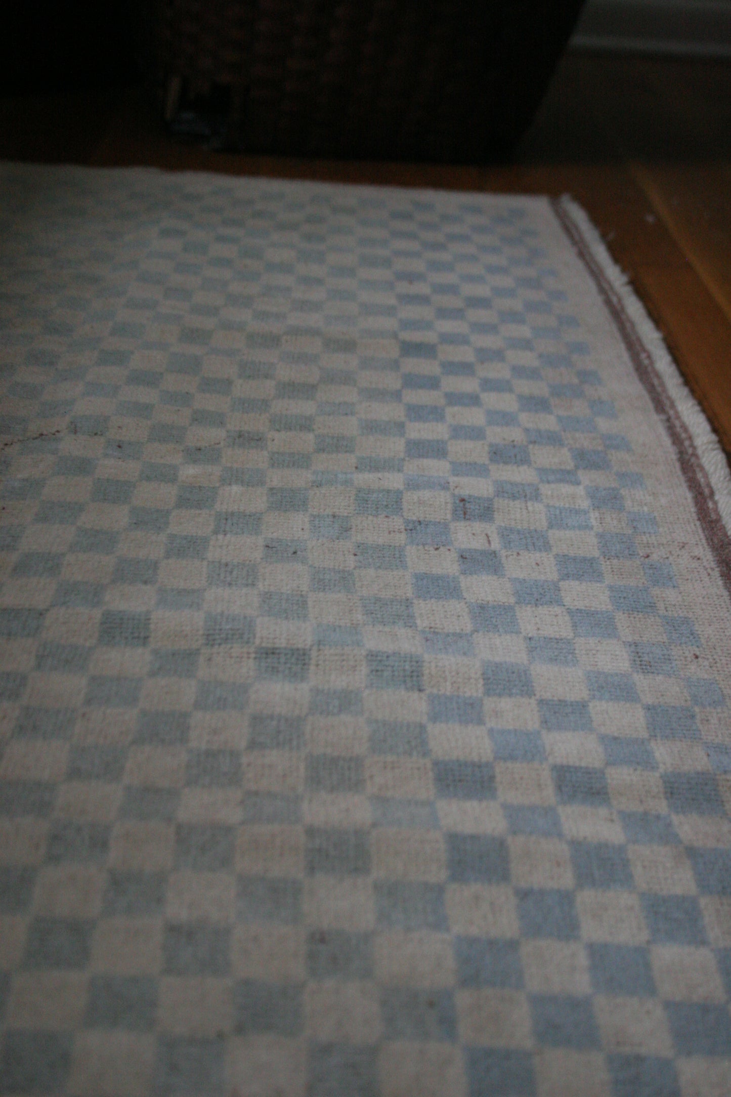 Antique checkered Turkish wool rug