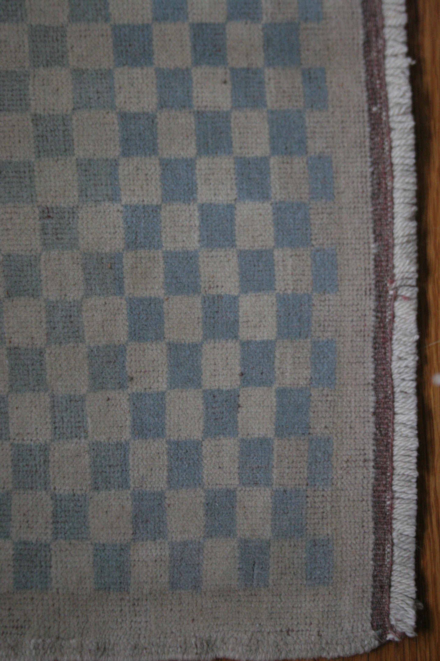 Antique checkered Turkish wool rug