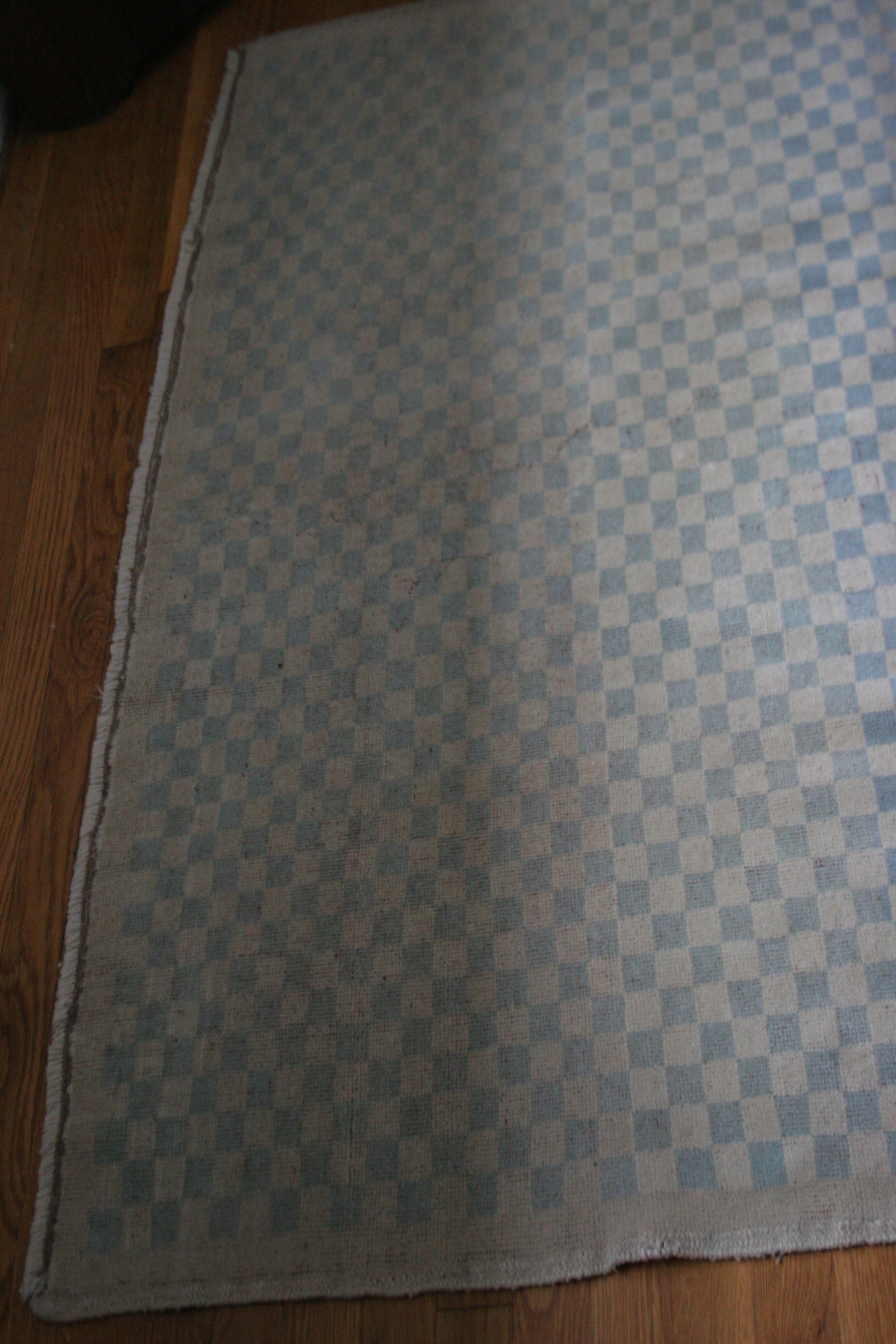 Antique checkered Turkish wool rug